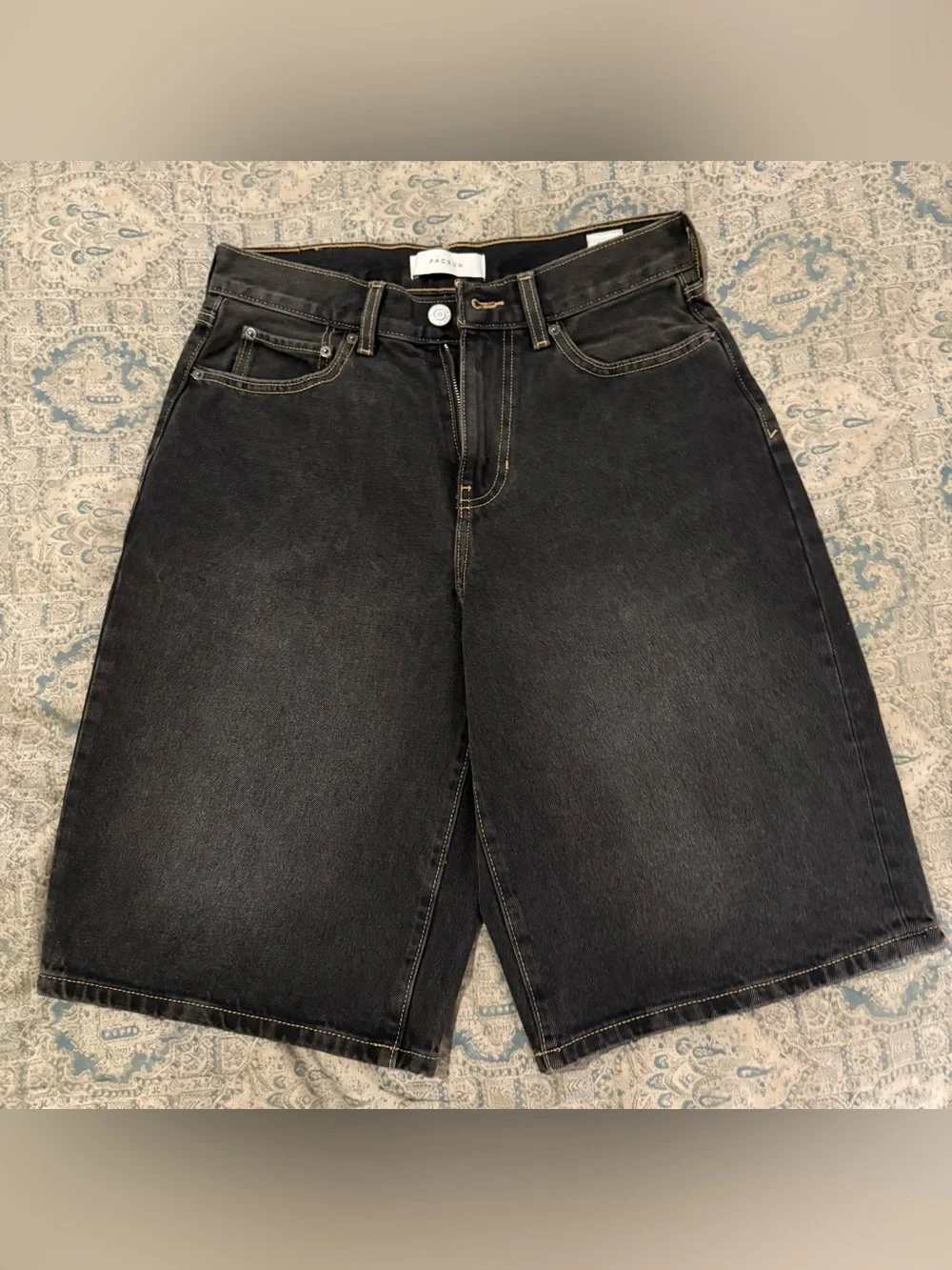PacSun Austin Extreme Baggy Black Denim Jean Shorts